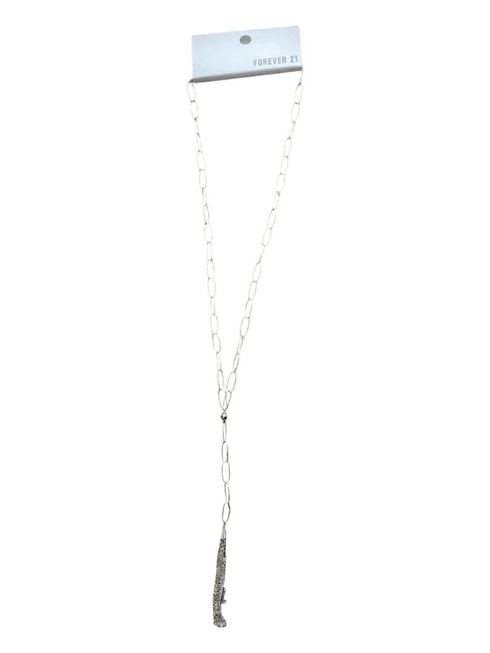 Forever 21 Silver Link Necklace with Chain Tassel